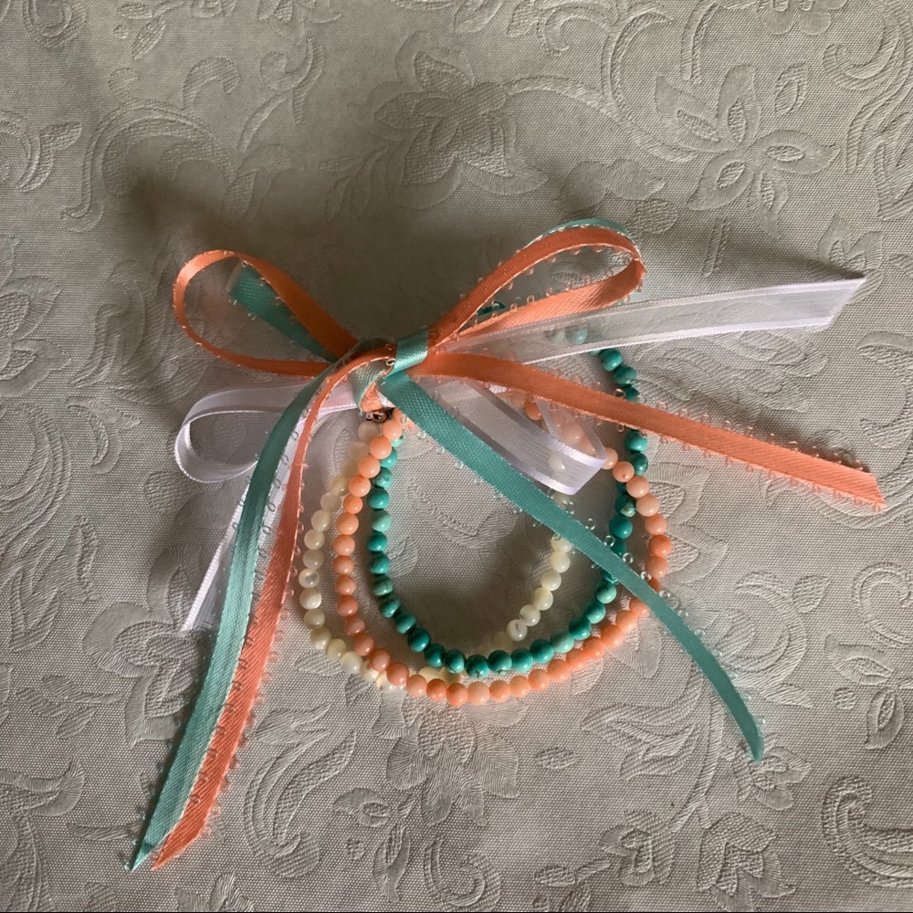 “Beach Days” 3 Gemstone Stretch Bracelets